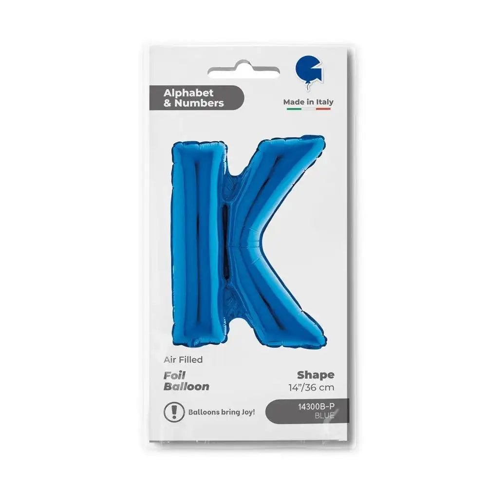 Letter Ballon K Blauw - 35 cm - Ballonnenshop.nl