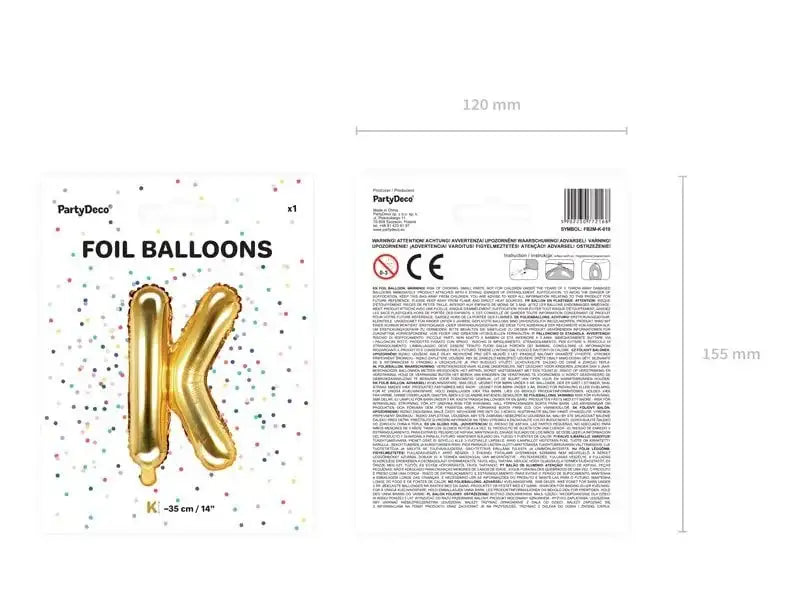Letter Ballon K Goud - 35 cm - Ballonnenshop.nl