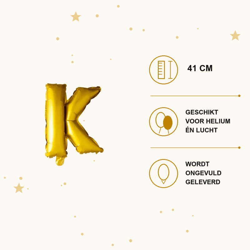 Letter Ballon K Goud - 41 cm - Ballonnenshop.nl