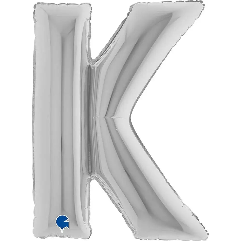Letter Ballon K Zilver 102 cm - Ballonnenshop.nl