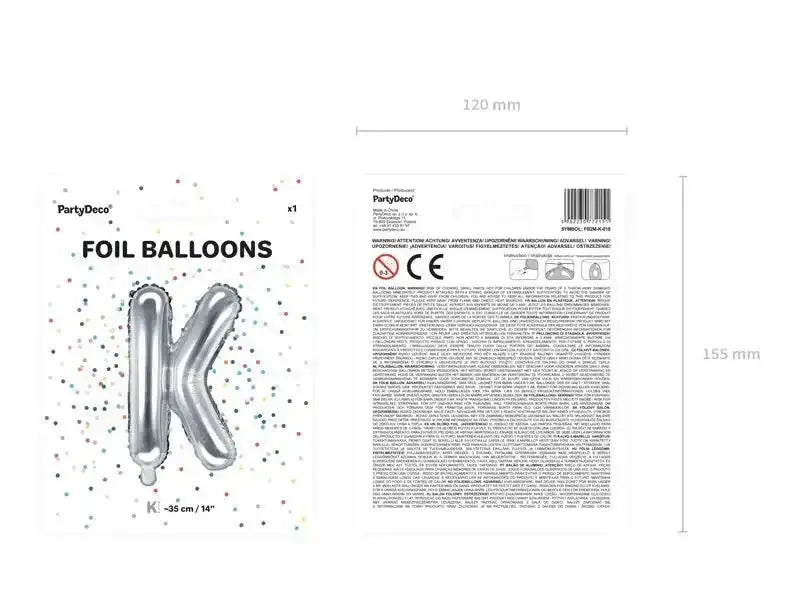 Letter Ballon K Zilver - 35 cm - Ballonnenshop.nl