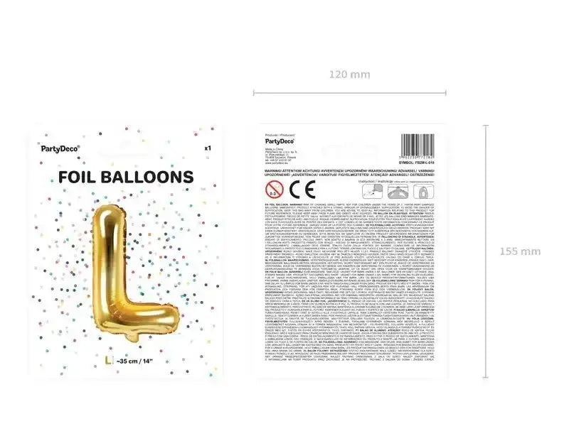 Letter Ballon L Goud - 35 cm - Ballonnenshop.nl