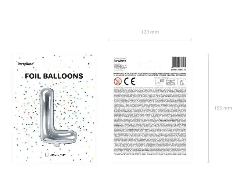 Letter Ballon L Zilver - 35 cm - Ballonnenshop.nl