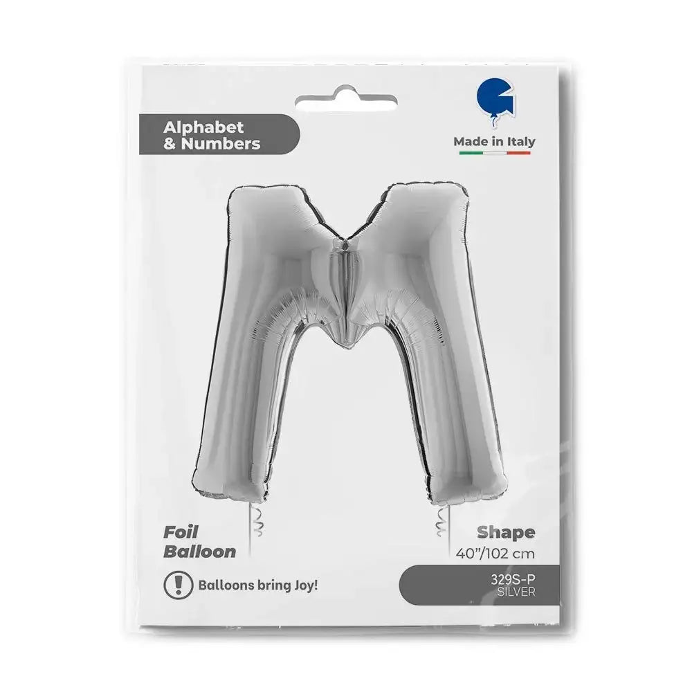 Letter Ballon M Zilver 102 cm - Ballonnenshop.nl