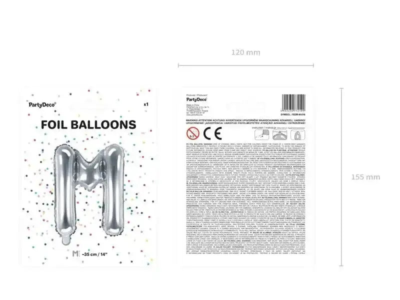 Letter Ballon M Zilver - 35 cm - Ballonnenshop.nl