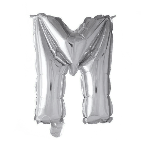 Letter Ballon M Zilver - 41 cm - Ballonnenshop.nl