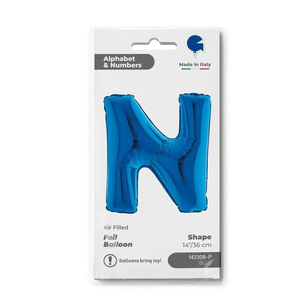 Letter Ballon N Blauw - 35 cm - Ballonnenshop.nl