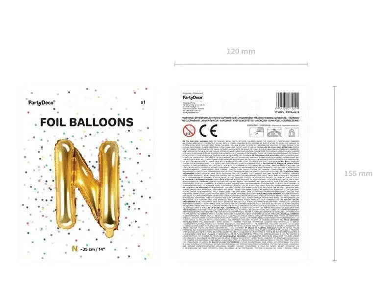 Letter Ballon N Goud - 35 cm - Ballonnenshop.nl