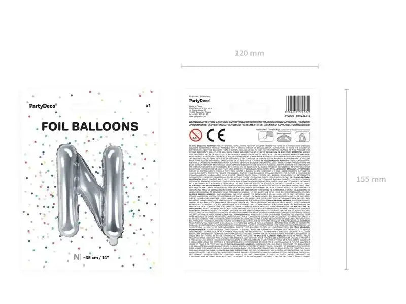 Letter Ballon N Zilver - 35 cm - Ballonnenshop.nl