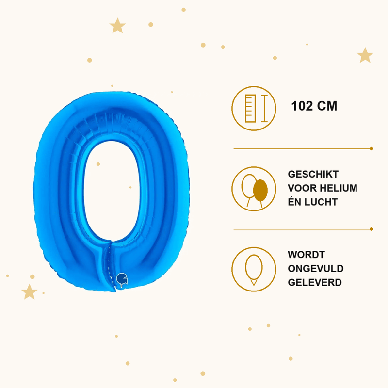 Letter Ballon O Blauw - 102 cm - Ballonnenshop.nl