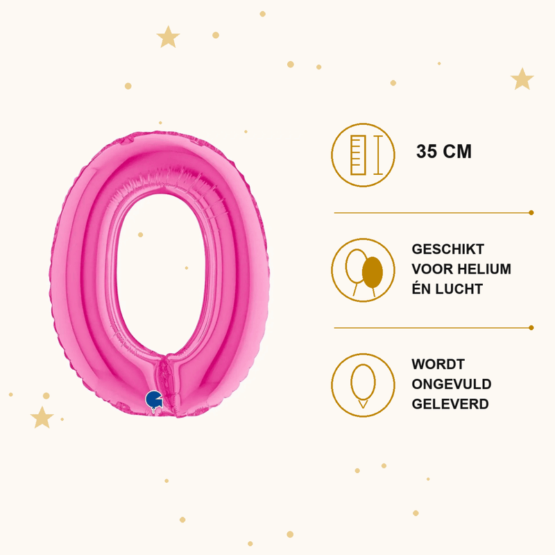 Letter Ballon O Roze - 35 cm - Ballonnenshop.nl