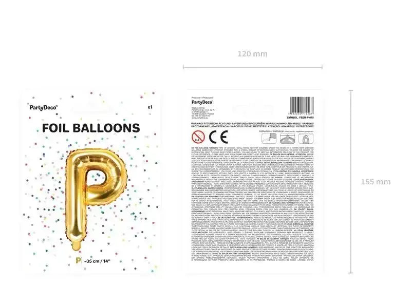 Letter Ballon P Goud - 35 cm - Ballonnenshop.nl