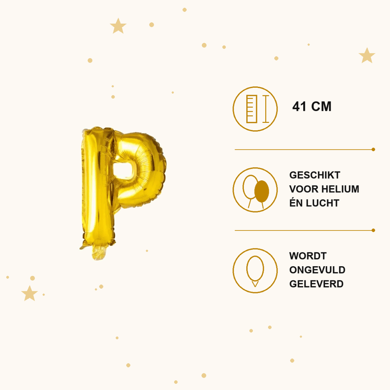 Letter Ballon P Goud - 41 cm - Ballonnenshop.nl