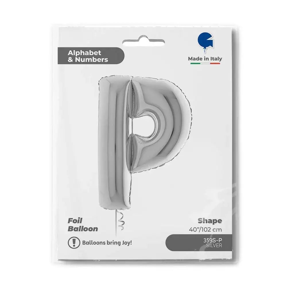 Letter Ballon P Zilver 102 cm - Ballonnenshop.nl