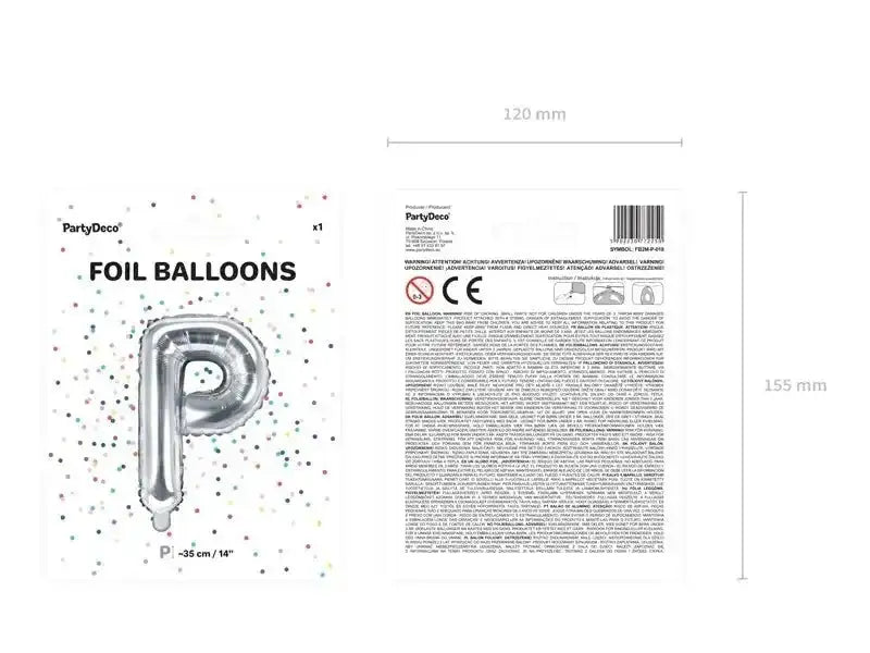 Letter Ballon P Zilver - 35 cm - Ballonnenshop.nl
