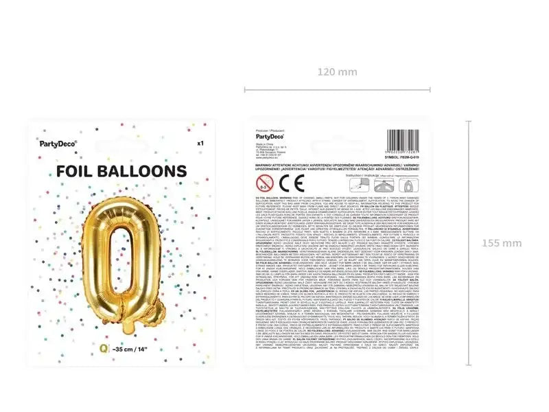Letter Ballon Q Goud - 35 cm - Ballonnenshop.nl