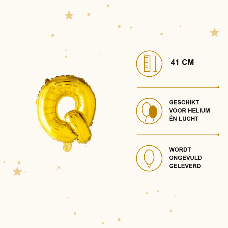 Letter Ballon Q Goud - 41 cm - Ballonnenshop.nl