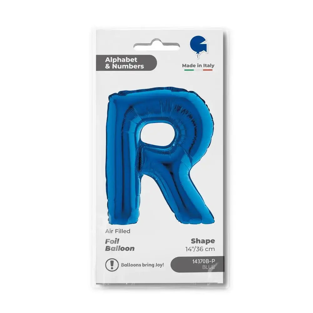 Letter Ballon R Blauw - 35 cm - Ballonnenshop.nl