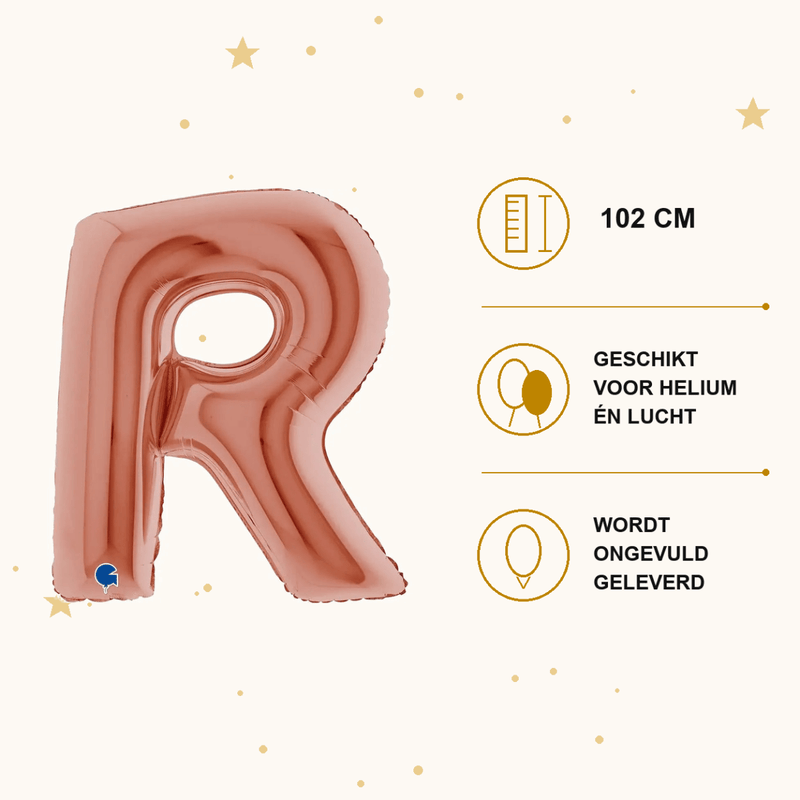 Letter Ballon R Rose Goud - 102 cm - Ballonnenshop.nl