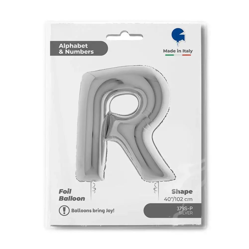 Letter Ballon R Zilver 102 cm - Ballonnenshop.nl
