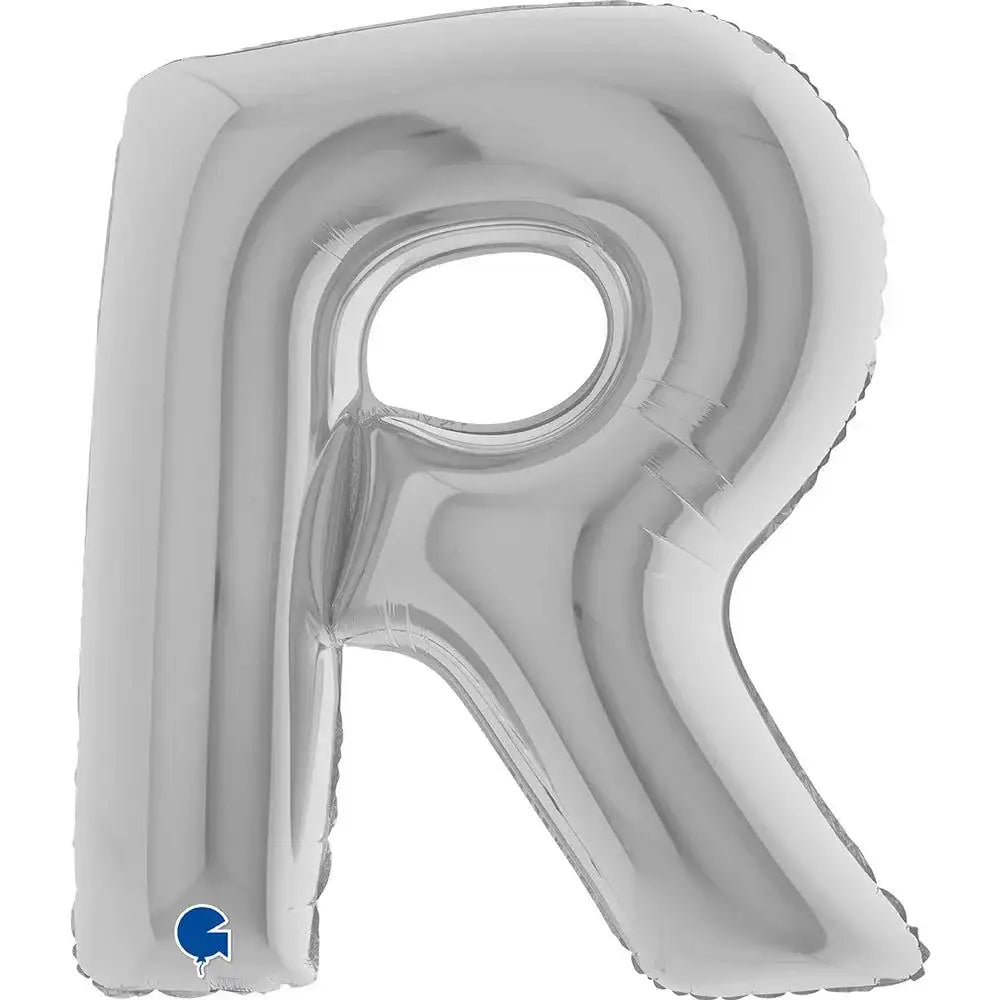 Letter Ballon R Zilver 102 cm - Ballonnenshop.nl