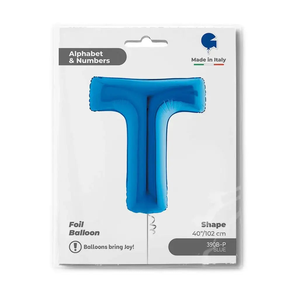 Letter Ballon T Blauw - 102 cm - Ballonnenshop.nl