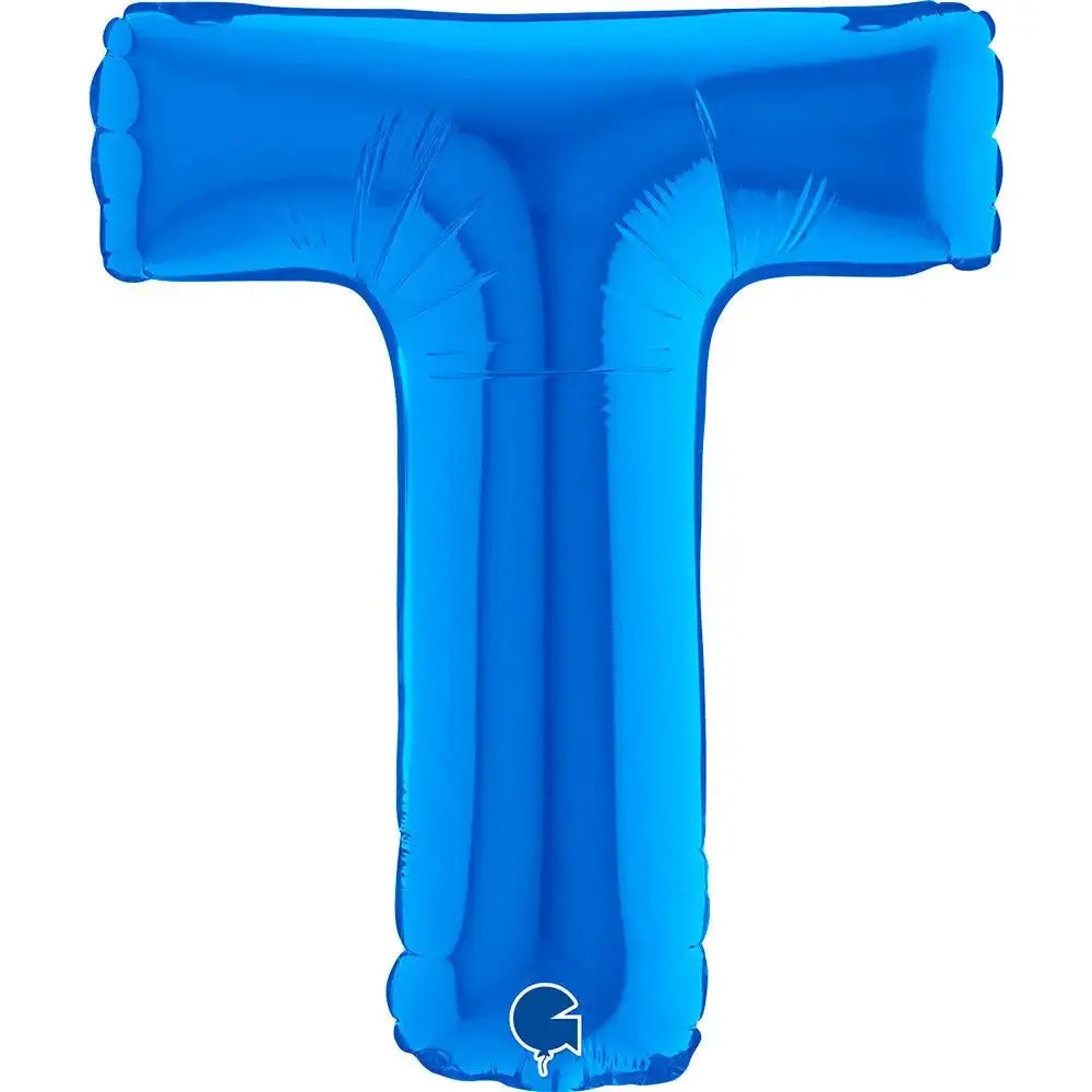 Letter Ballon T Blauw - 35 cm - Ballonnenshop.nl