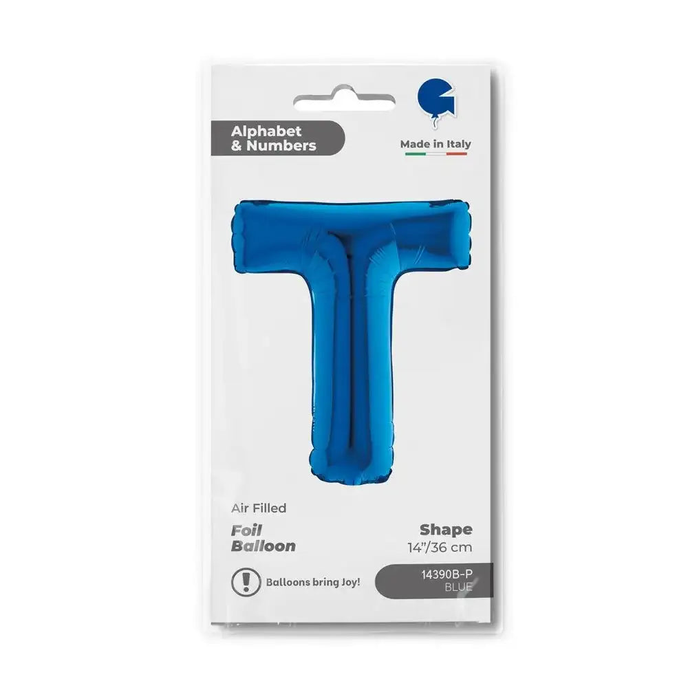 Letter Ballon T Blauw - 35 cm - Ballonnenshop.nl