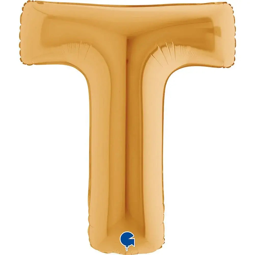 Letter Ballon T Goud 102 cm - Ballonnenshop.nl