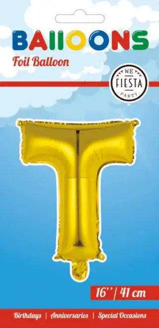Letter Ballon T - Goud - 41 cm - Ballonnenshop.nl