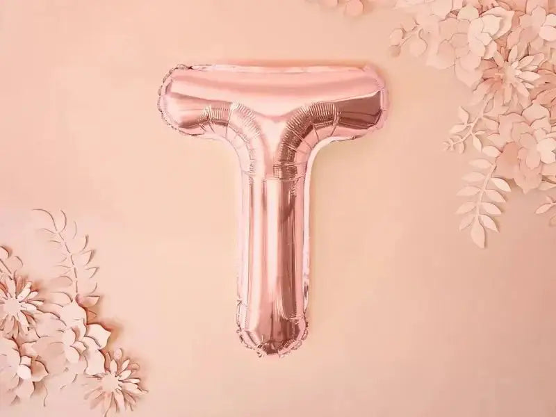 Letter Ballon T Rose Goud - 35 cm - Ballonnenshop.nl