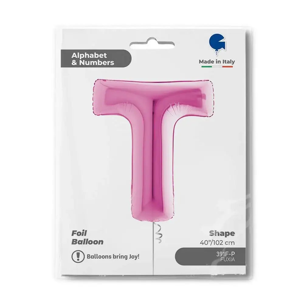 Letter Ballon T Roze - 102 cm - Ballonnenshop.nl