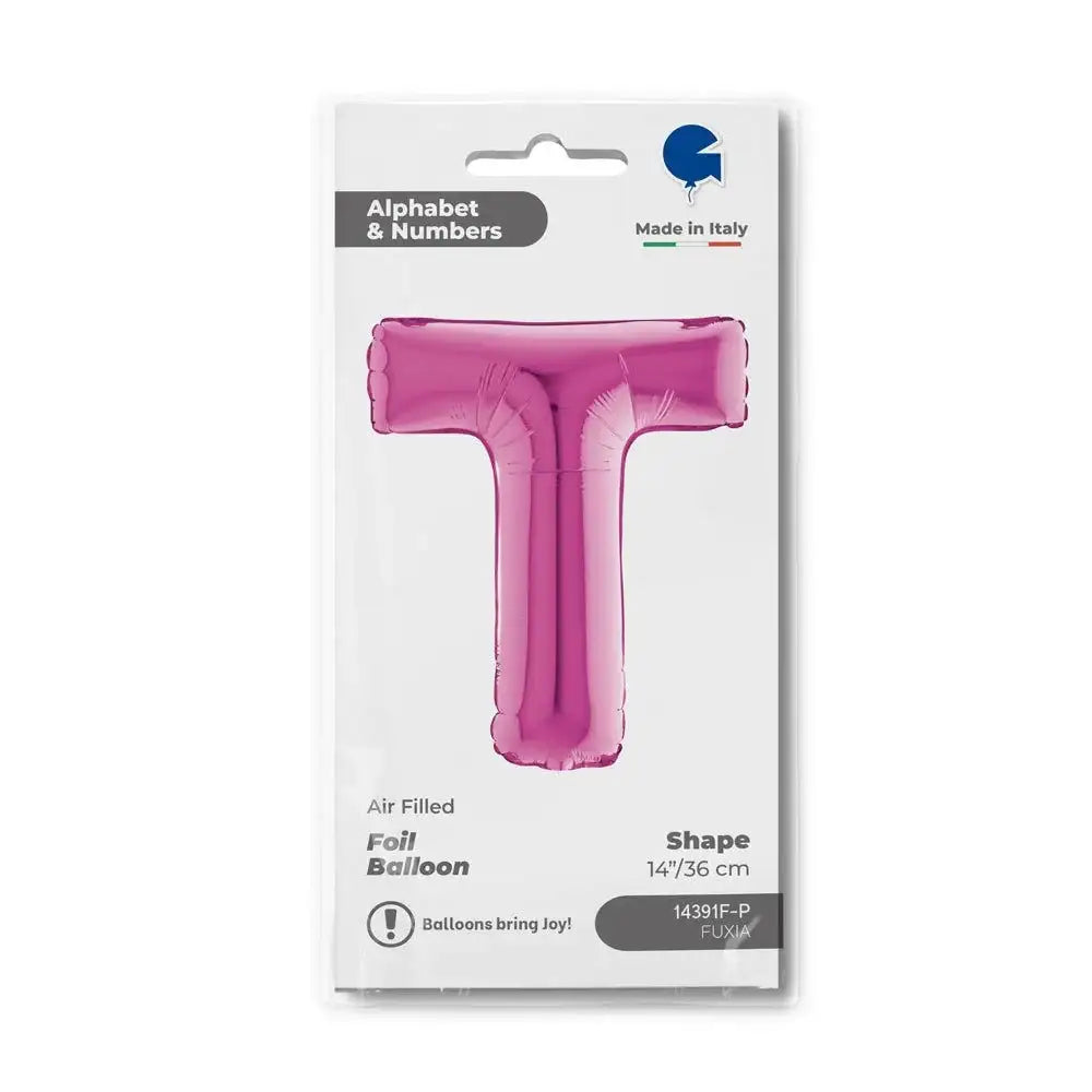 Letter Ballon T Roze - 35 cm - Ballonnenshop.nl