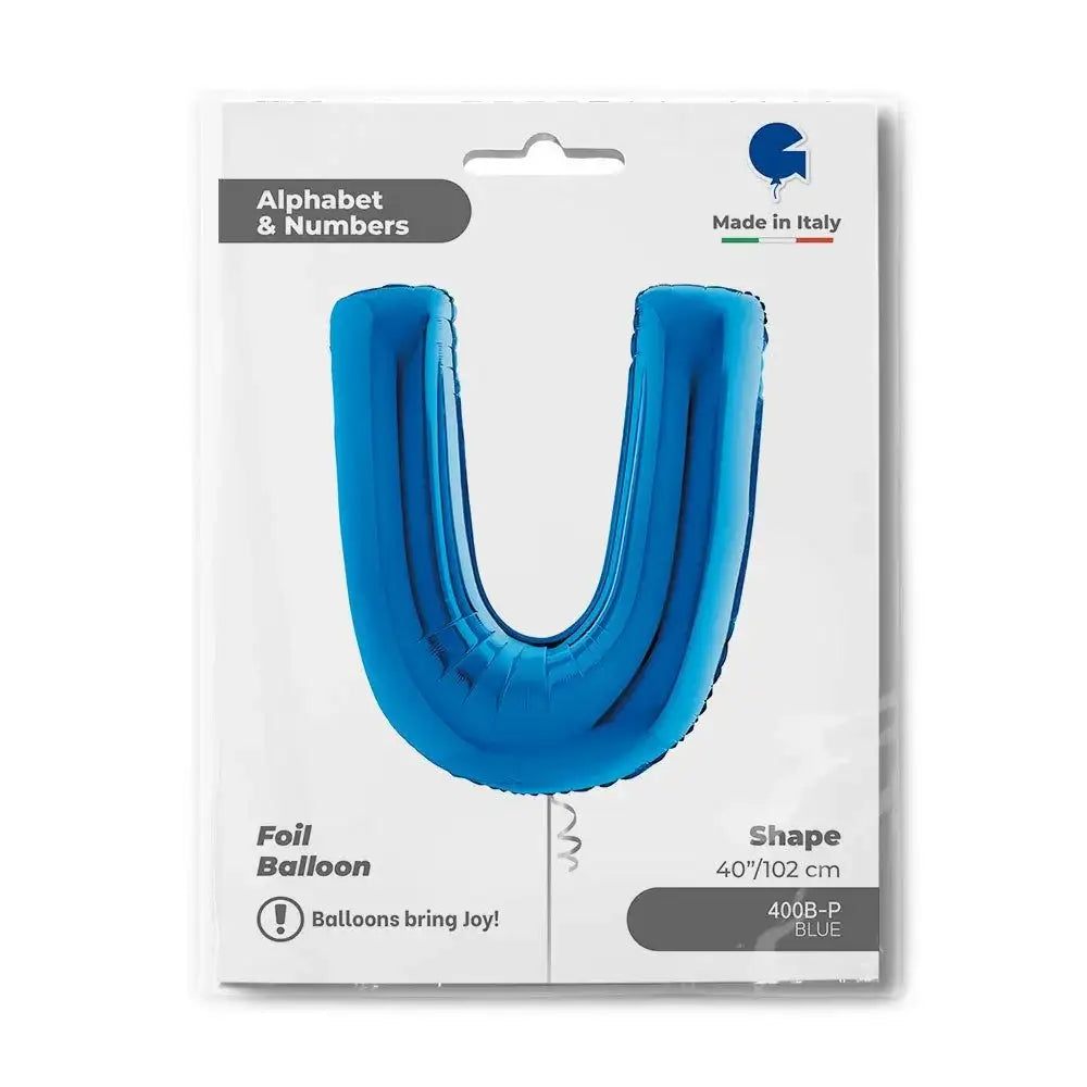 Letter Ballon U Blauw - 102 cm - Ballonnenshop.nl