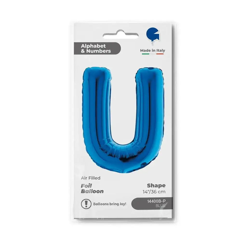 Letter Ballon U Blauw - 35 cm - Ballonnenshop.nl
