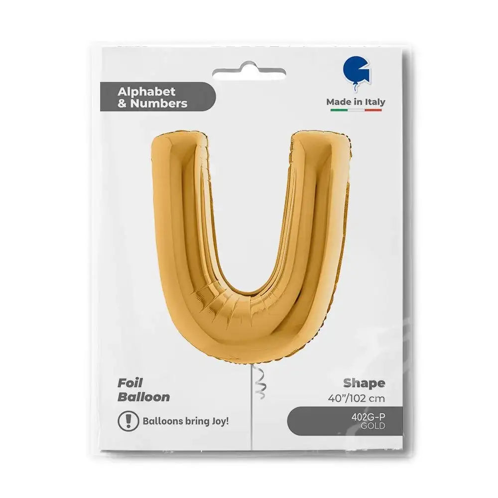 Letter Ballon U Goud 102 cm - Ballonnenshop.nl
