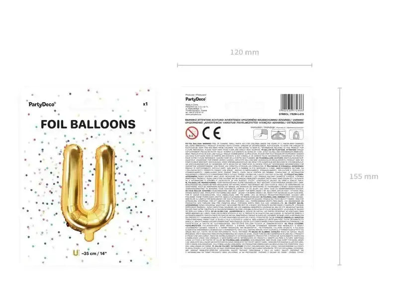 Letter Ballon U Goud - 35 cm - Ballonnenshop.nl