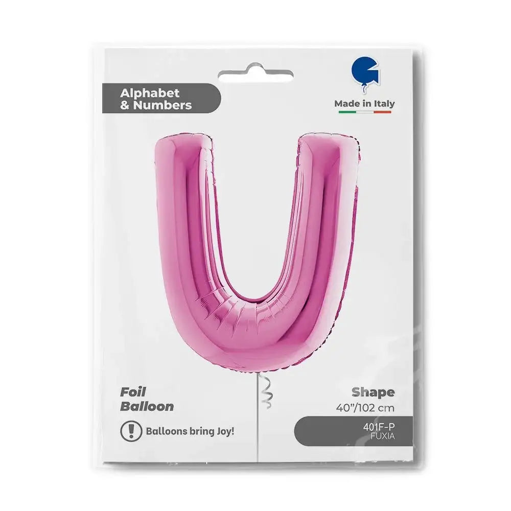 Letter Ballon U Roze - 102 cm - Ballonnenshop.nl