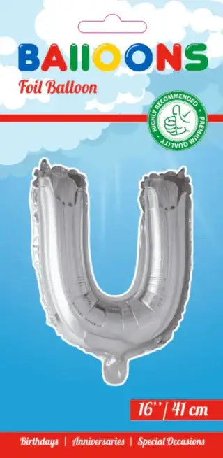 Letter Ballon U - Zilver - 41 cm - Ballonnenshop.nl