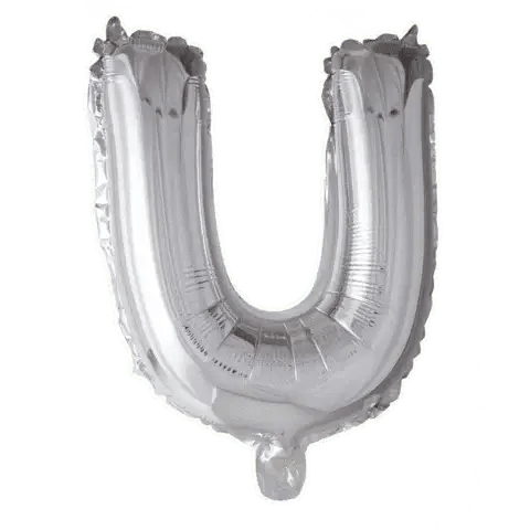 Letter Ballon U Zilver - 41 cm - Ballonnenshop.nl