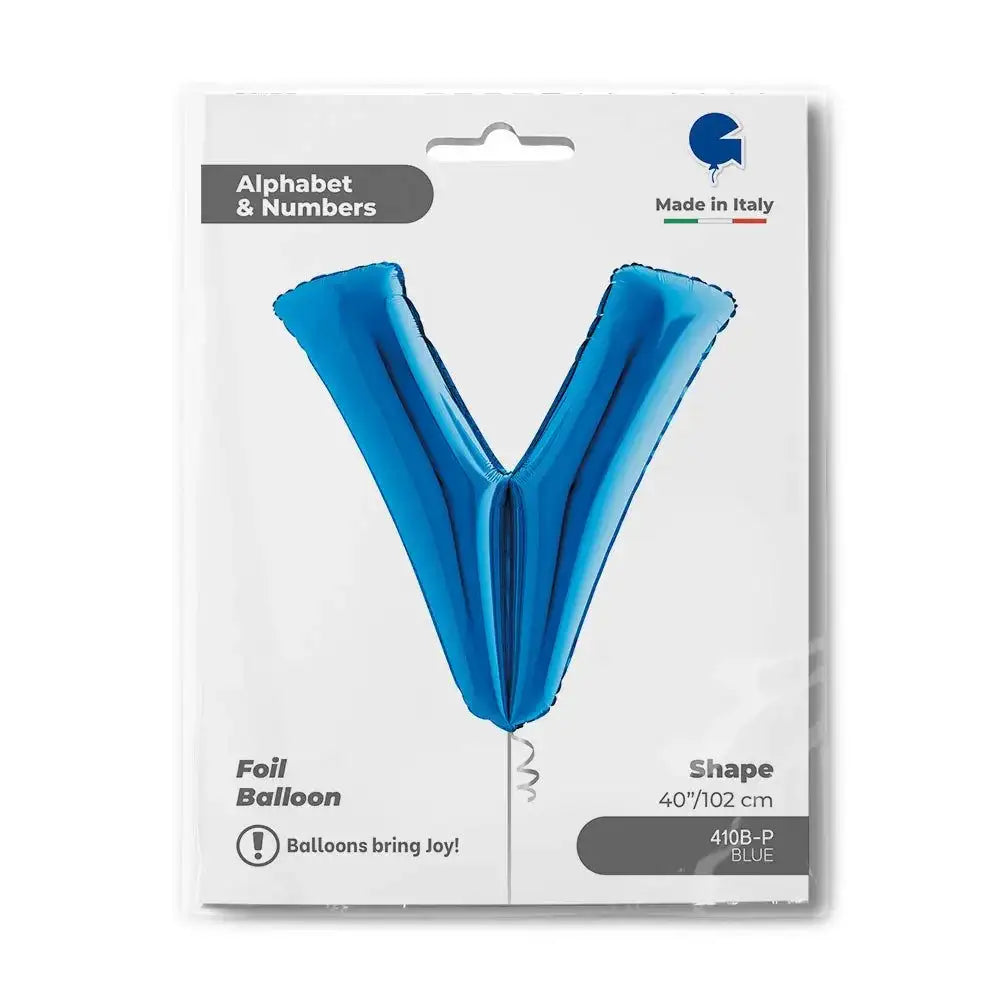 Letter Ballon V Blauw - 102 cm - Ballonnenshop.nl