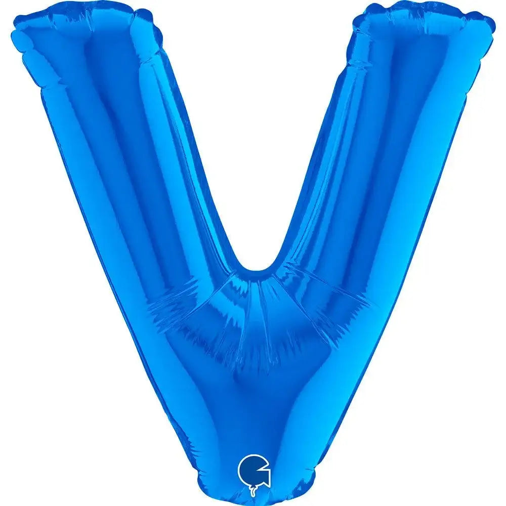 Letter Ballon V Blauw - 35 cm - Ballonnenshop.nl