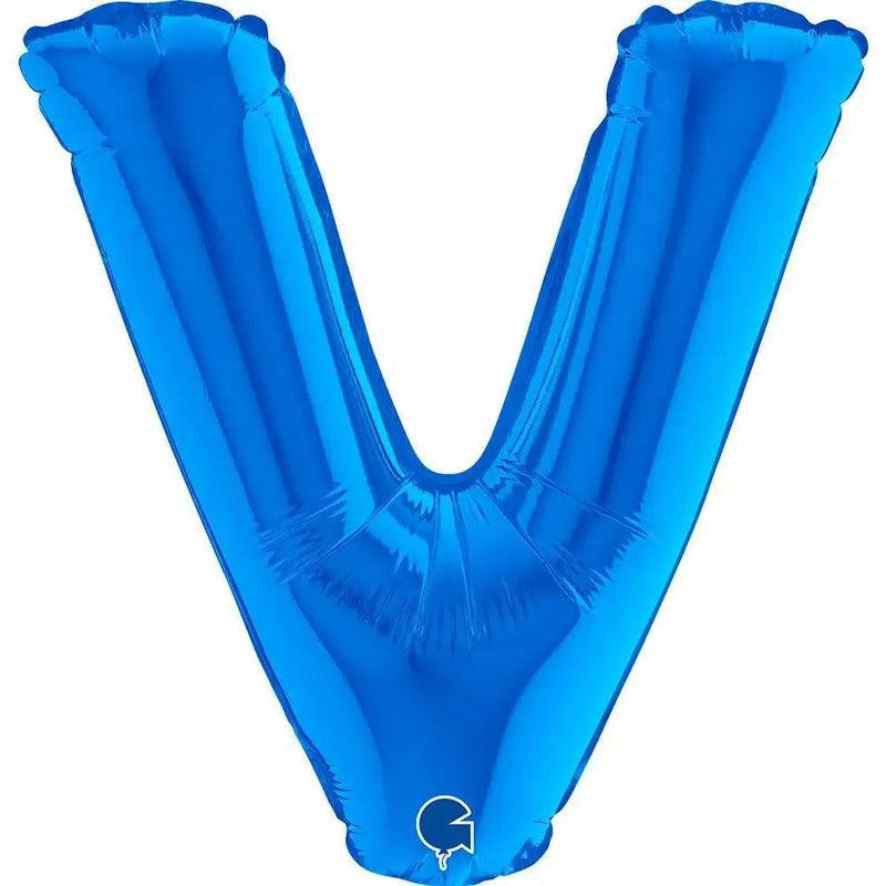 Letter Ballon V Blauw - 35 cm - Ballonnenshop.nl