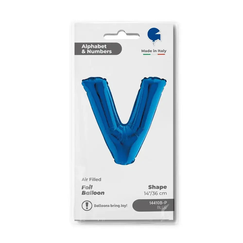 Letter Ballon V Blauw - 35 cm - Ballonnenshop.nl