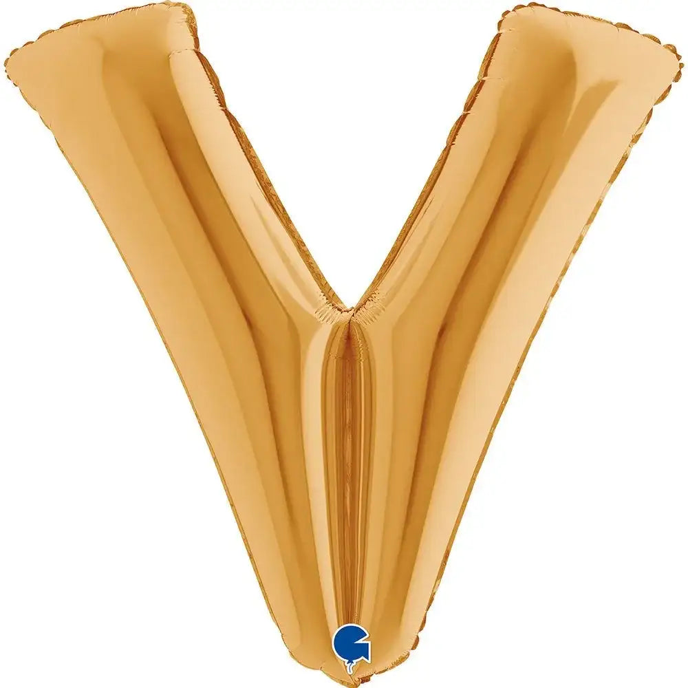 Letter Ballon V Goud 102 cm - Ballonnenshop.nl