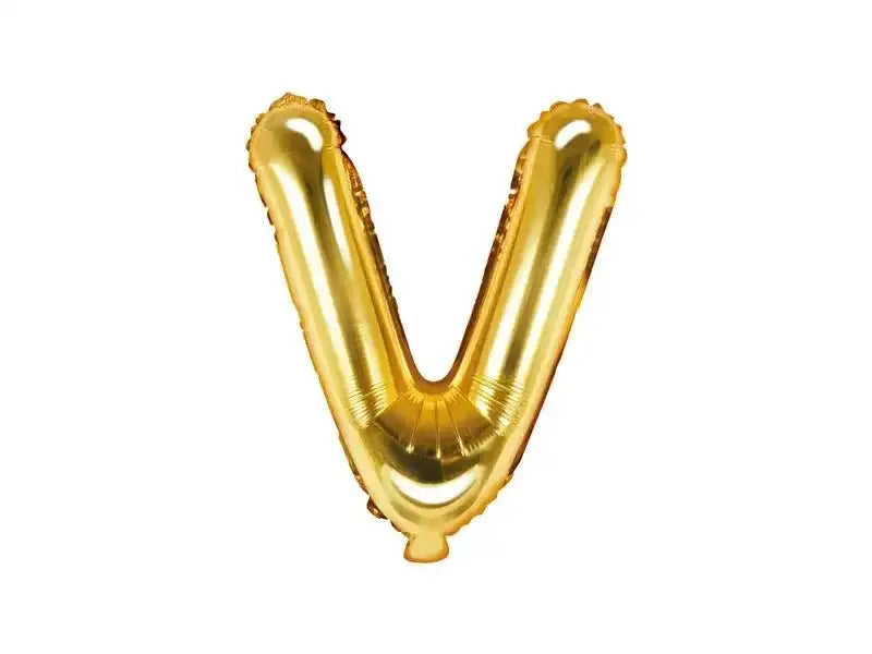 Letter Ballon V Goud - 35 cm - Ballonnenshop.nl