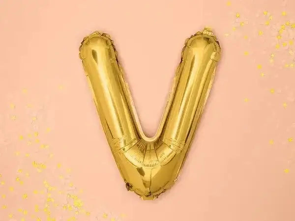 Letter Ballon V Goud - 35 cm - Ballonnenshop.nl