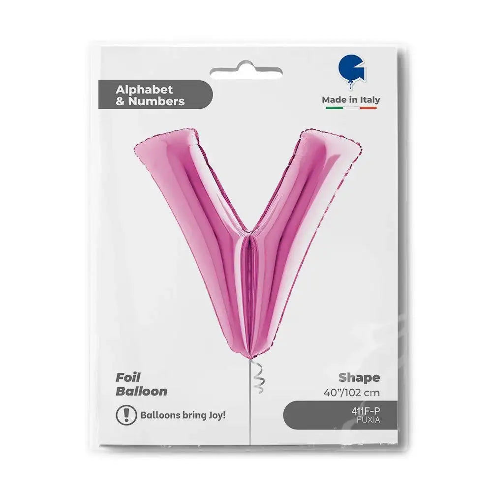 Letter Ballon V Roze - 102 cm - Ballonnenshop.nl