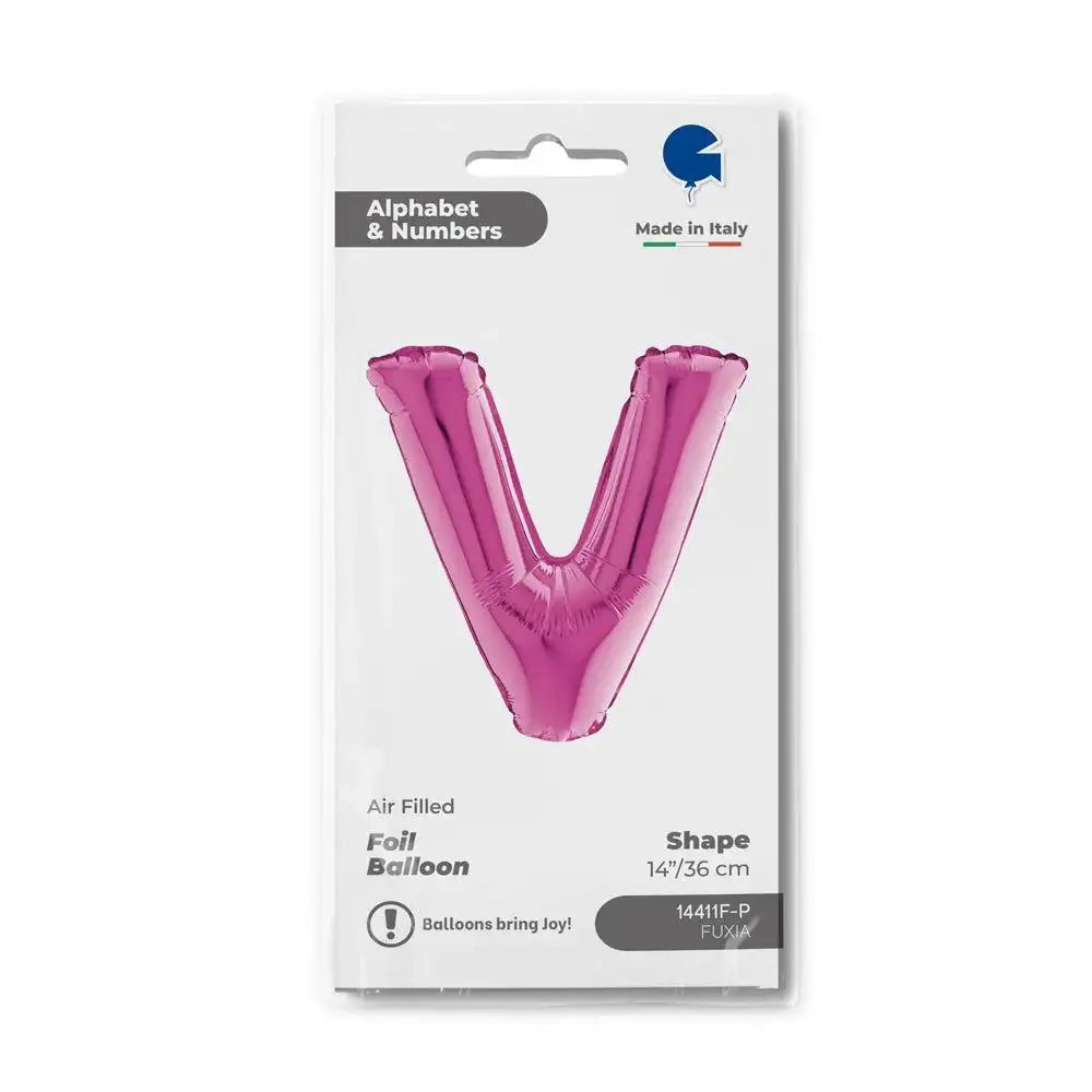 Letter Ballon V Roze - 35 cm - Ballonnenshop.nl