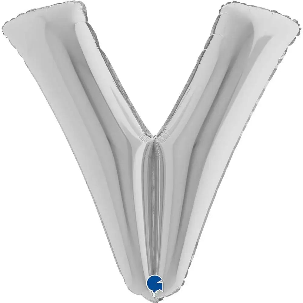 Letter Ballon V Zilver 102 cm - Ballonnenshop.nl